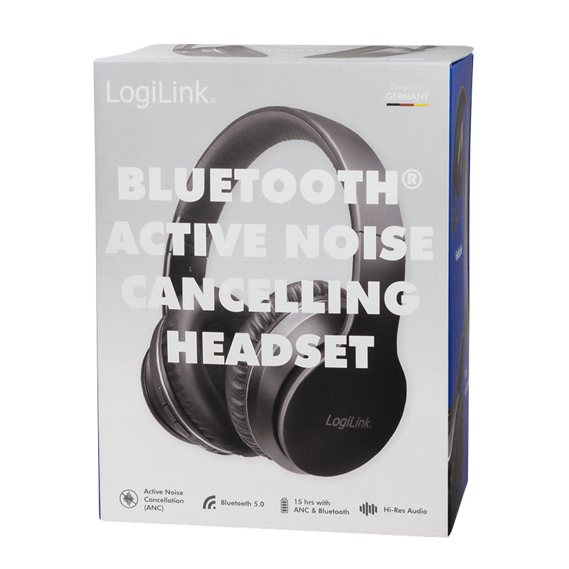 LogiLink Bluetooth Headset, Active Noise Cancelling, V5.0, schwarz