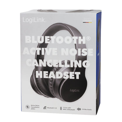 LogiLink Bluetooth Headset, Active Noise Cancelling, V5.0, schwarz