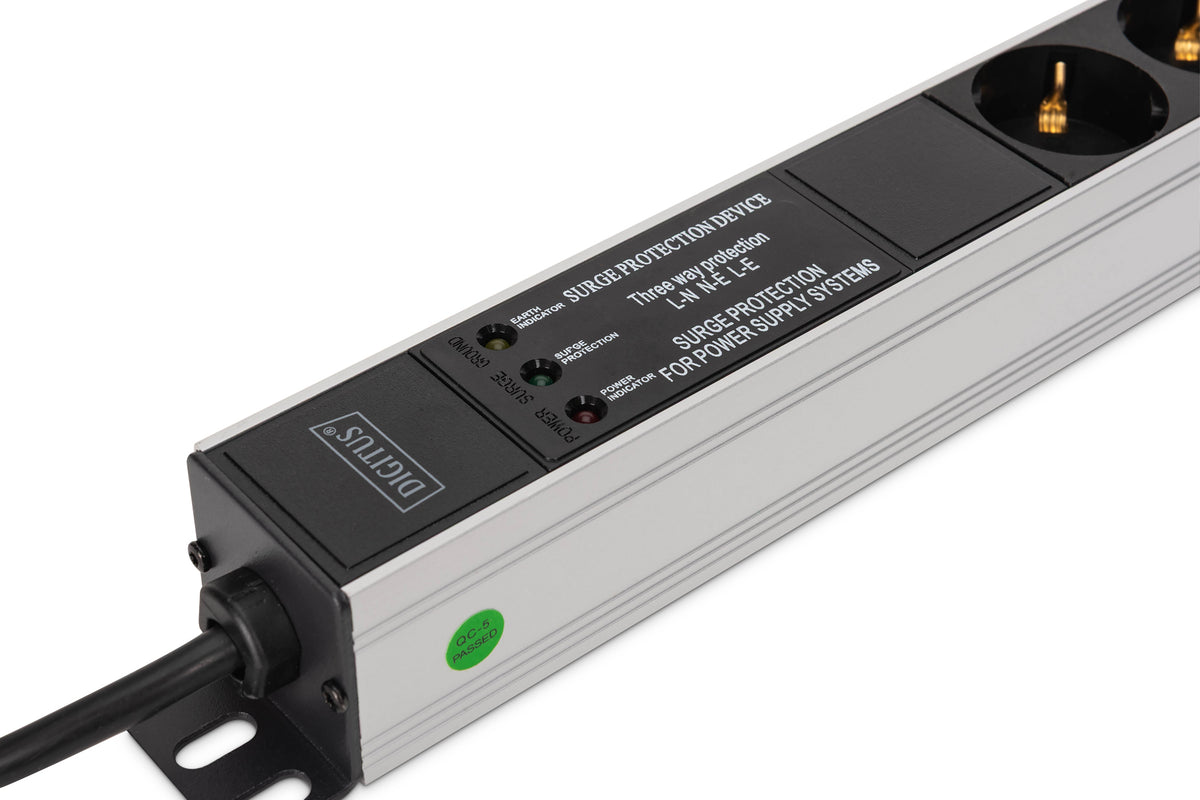 DIGITUS PDU 9-way 19" Aluminum 1U 2m Black