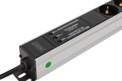 DIGITUS PDU 9-way 19" Aluminum 1U 2m Black