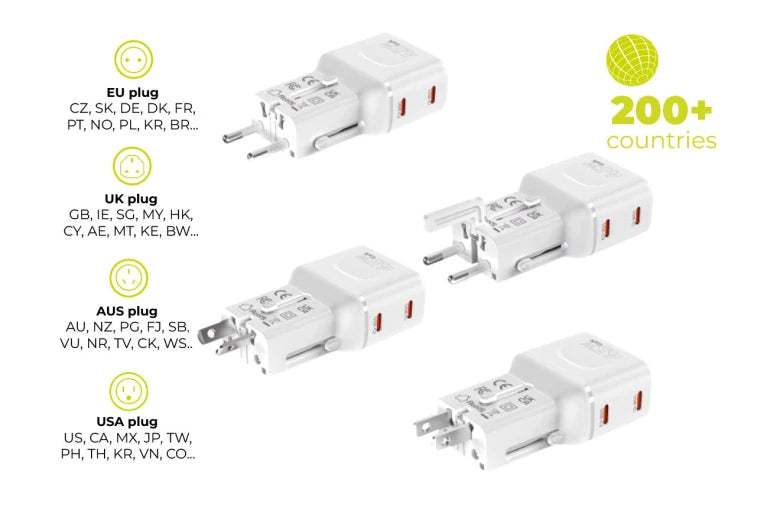 Mobile Origin 45W Travel Adapter EU/US/UK/AU PW26, white