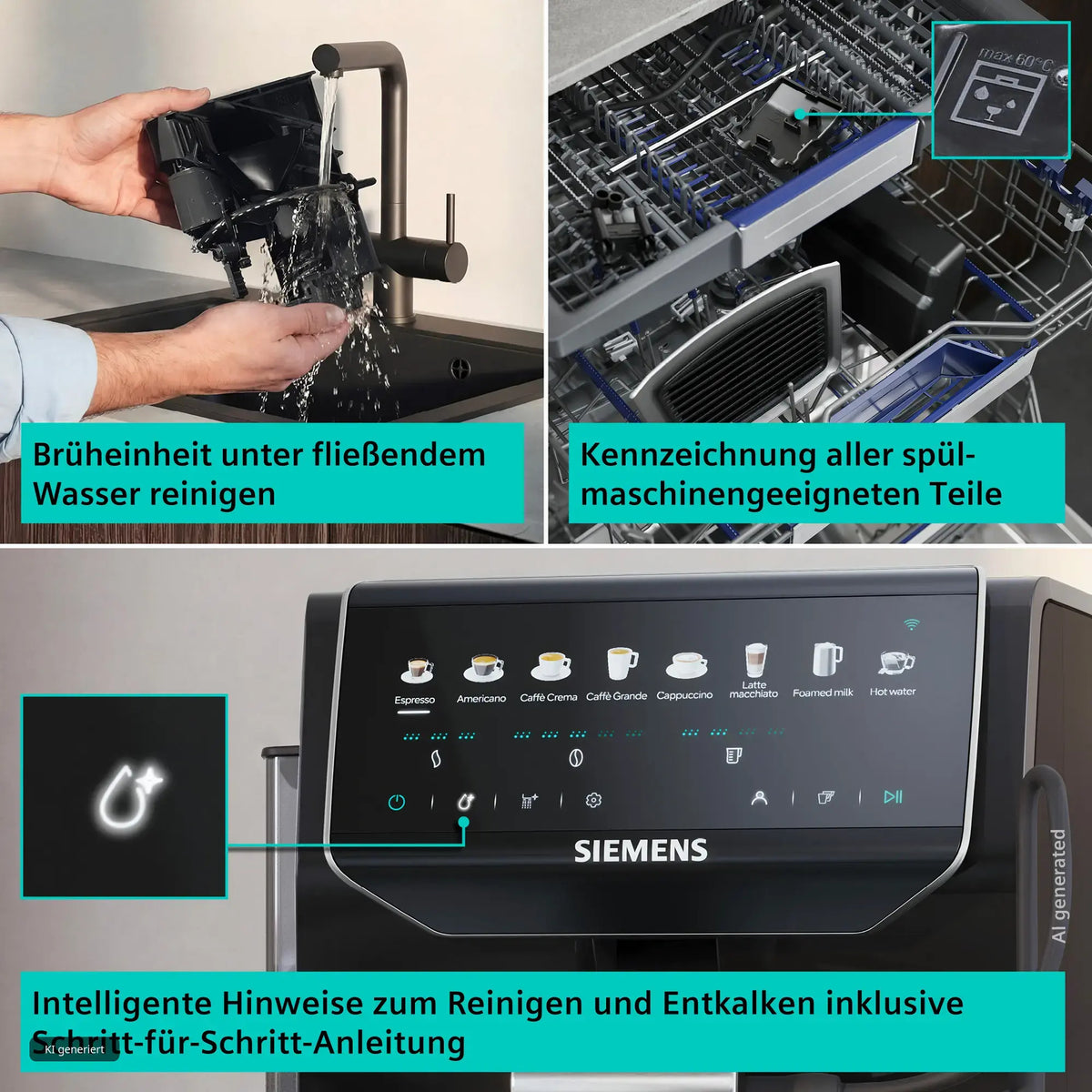 Siemens EQ500 iAroma TP553E07 15 bar espresso machine | Piano black