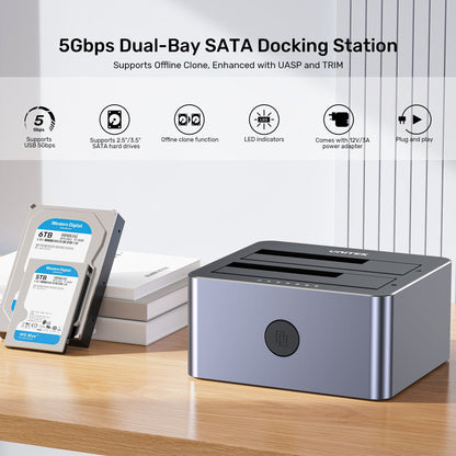 UNITEK CLONING STATION 2X SATA 2,5"/3,5" USB 5GB