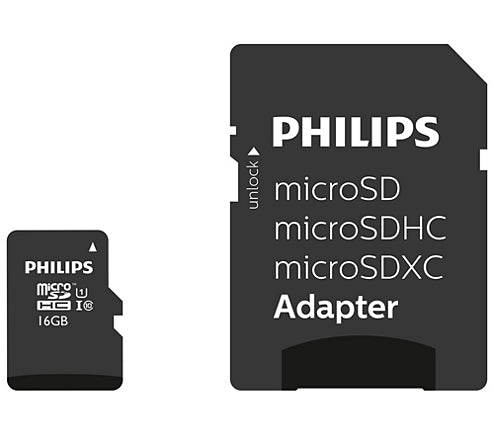 Philips MicroSDHC Card      16GB Class 10 UHS-I U1 incl, Adapter