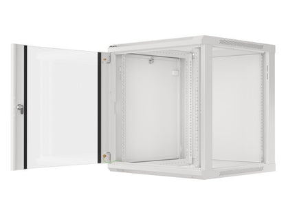 Lanberg wall-mounted installation rack cabinet 19'' 12U 600x600mm gray (glass door)