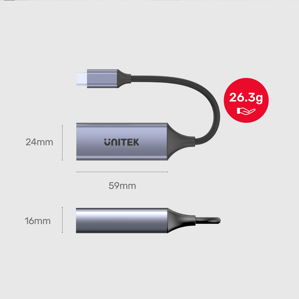 Unitek USB-C to RJ45 Adapter, 1Gbps, PD 100W