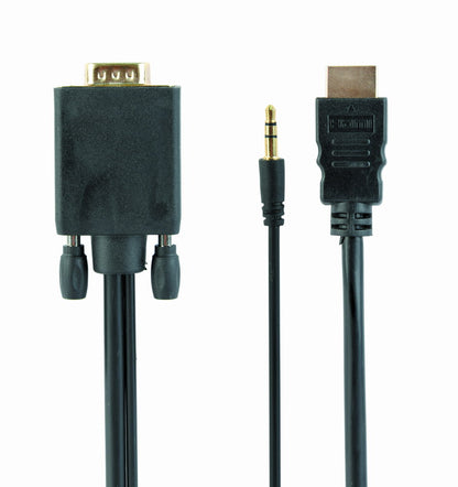 Gembird προσαρμογέας βίντεο καλωδίου A-HDMI-VGA-03-6 μήκους 1,8 μ. HDMI Τύπος A (Κανονικό) σε VGA (D-Sub) + 3,5 χιλ. Μαύρο