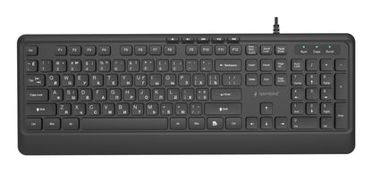Gembird KB-MCH-05-CYRL Slim wired multimedia keyboard, black, RU layout