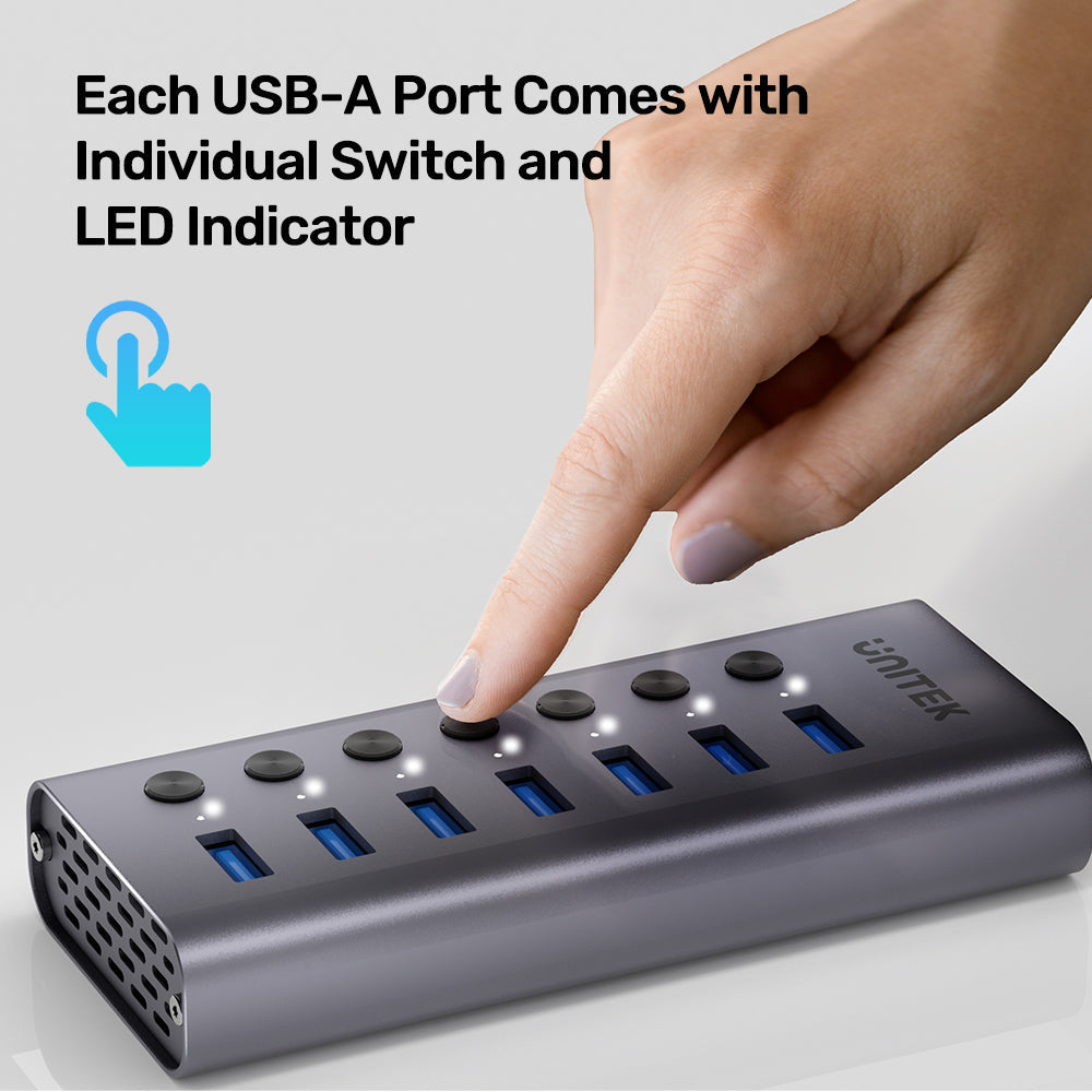 USB-A 3.0 5 Gbps hub with 7-in-1 switch Unitek H1314A01-EU