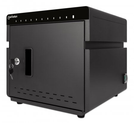 Manhattan 10-Bay Lockable USB-C Charging Cabinet for iPad to 11" and Other Devices (Desktop, EU/UK Power Cords)