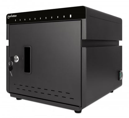 Manhattan 10-Bay Lockable USB-C Charging Cabinet for iPad to 11" and Other Devices (Desktop, EU/UK Power Cords)