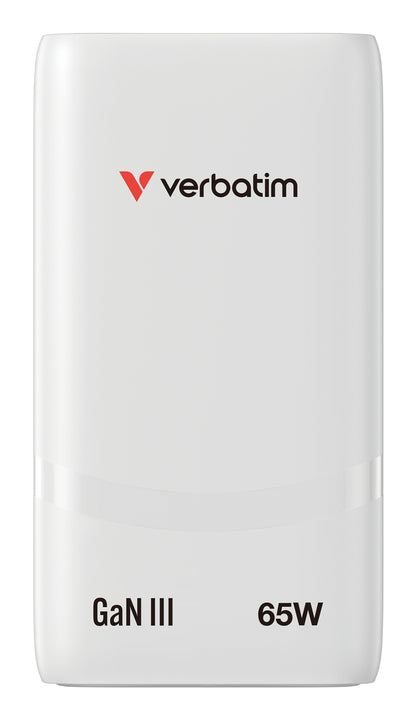 Verbatim Fold n Go GaN Charger 65W 2x USB-C White Foldable Stand 32355