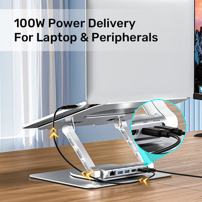 Adjustable laptop stand + USB-C HDMI hub Unitek D1109B01 PD 100W