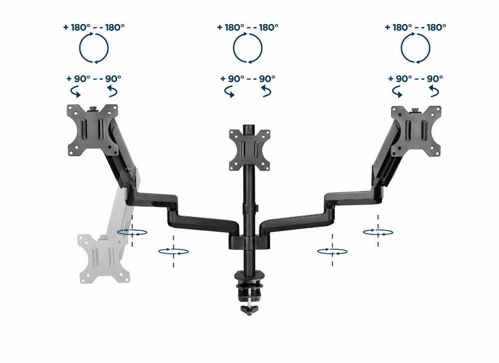 Gembird MA-DA3-01 monitor mount / stand 68.6 cm (27") Desk Black