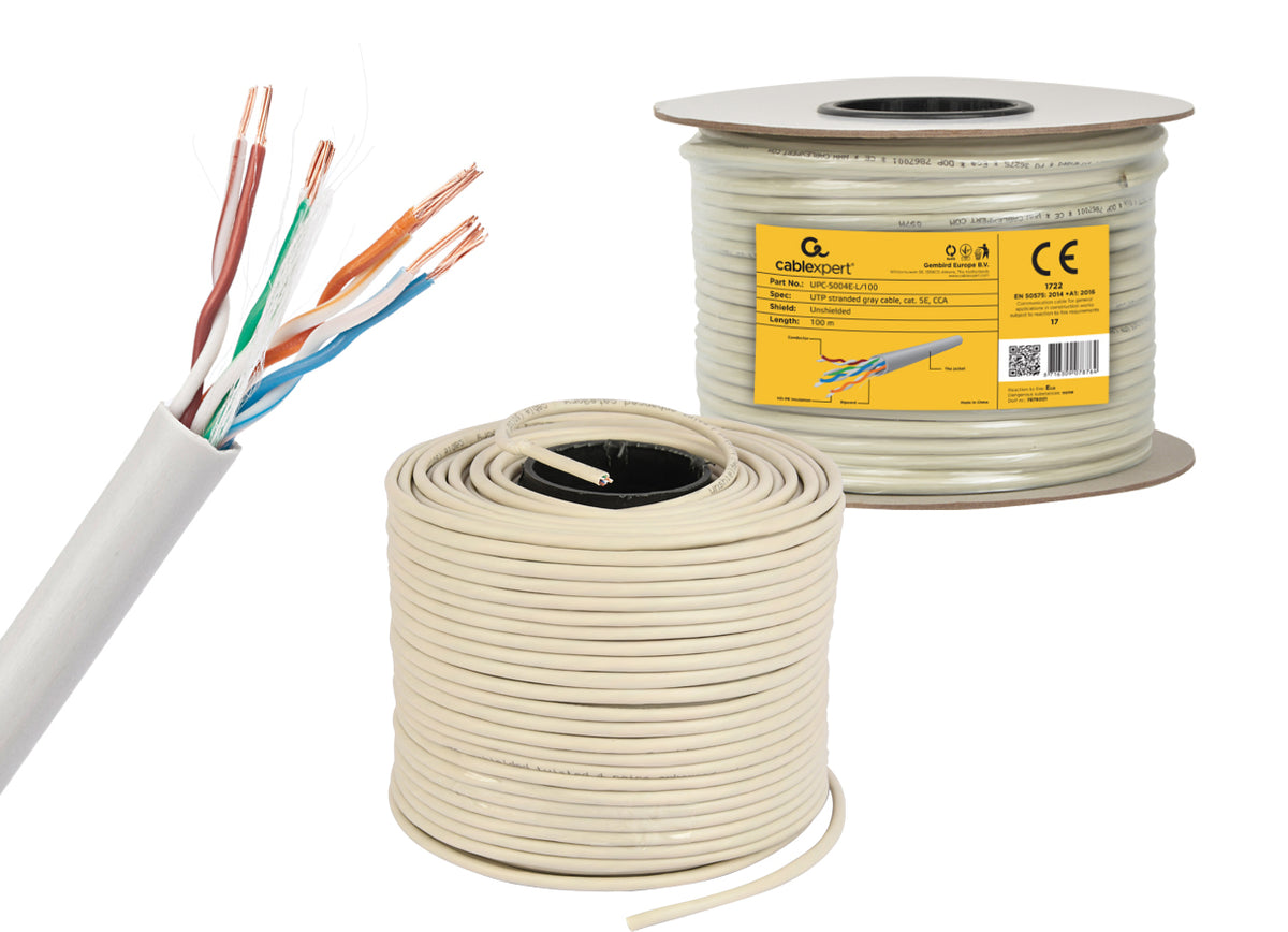 Δίκτυο Καλώδιο Gembird UPC-5004E-L/100 Γκρι 100 μέτρα Cat5e U/UTP (UTP)