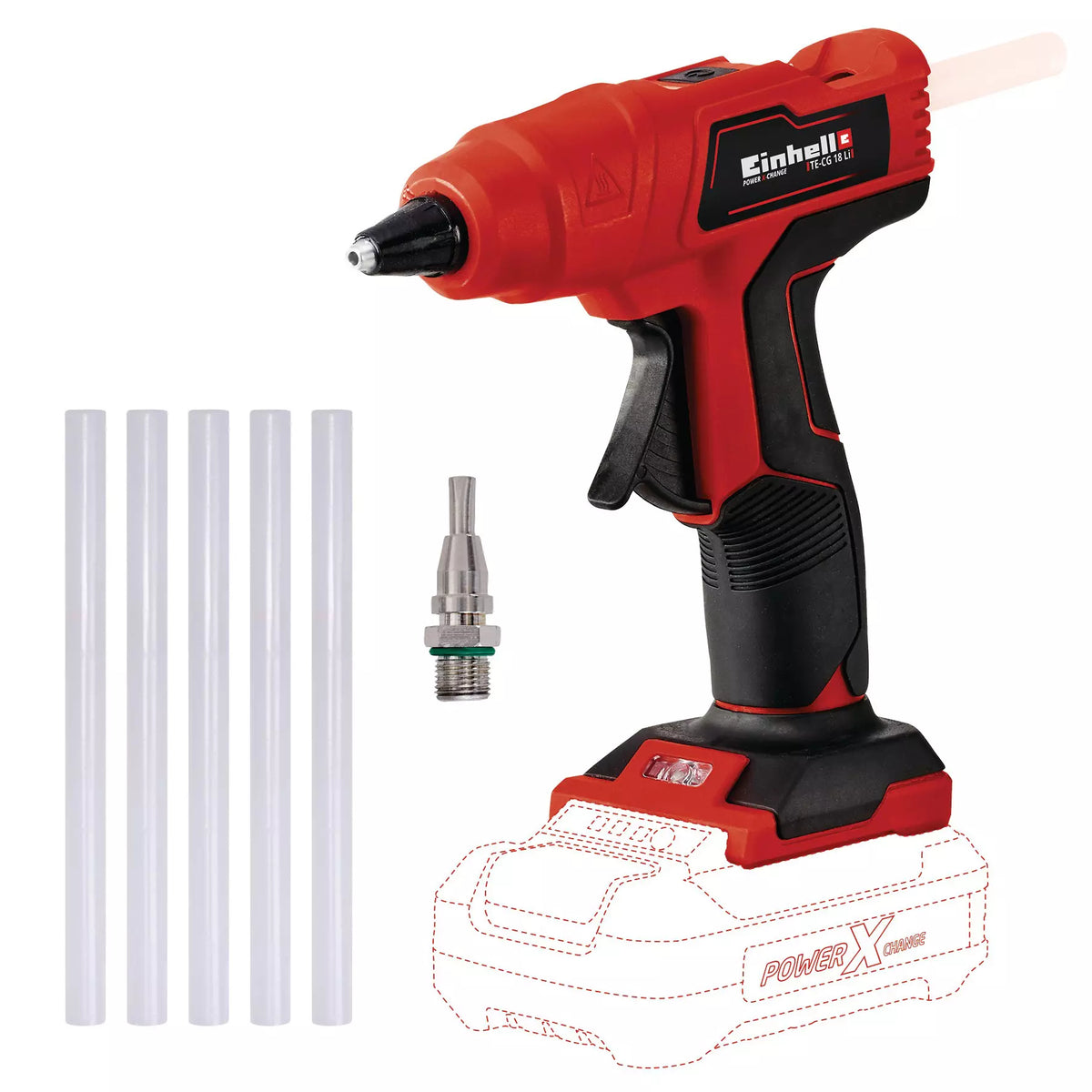 Glue gun TE-CG 18 Li-Solo AKU EINHELL Black, Red