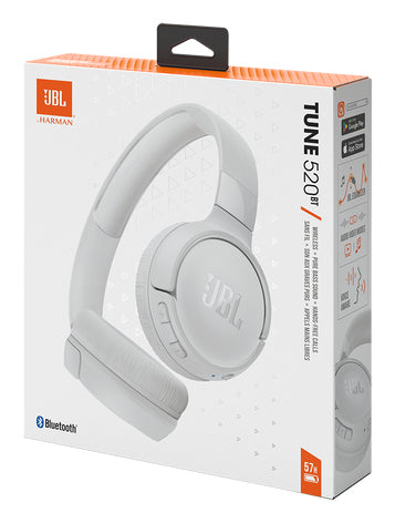 JBL Tune 520BT Wireless On-Ear Headphones with Mic — White