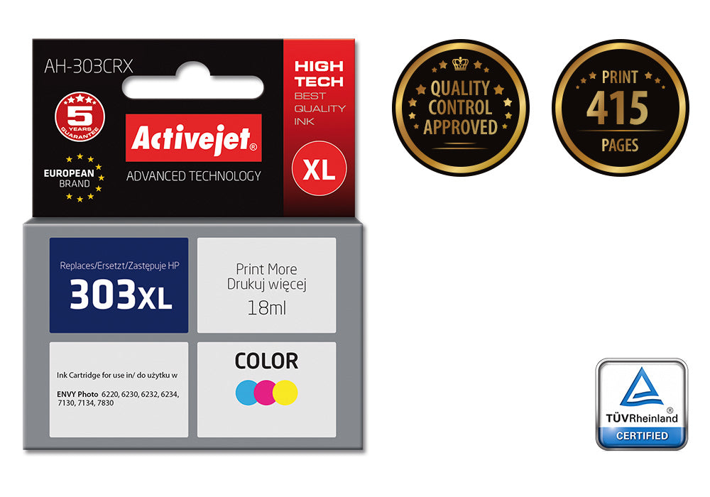 Activejet AH-303CRX Ink Cartridge (replacement for HP 303XL T6N03AE; Premium; 18ml; color)