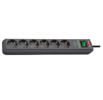 Brennenstuhl Eco-Line Power Strip with 6 Outlets (Anthracite, 5 Meters, 13,500A Surge Protection)