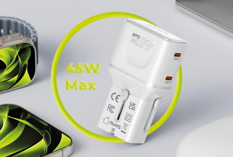 Mobile Origin 45W Travel Adapter EU/US/UK/AU PW26, white