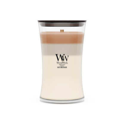WoodWick Café Macchiato Cylinder Wax Candle — Coffee Scent, White/Brown, 1 pc