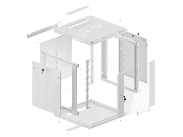 Lanberg wall-mounted installation rack cabinet 19'' 12U 600x600mm gray (glass door)