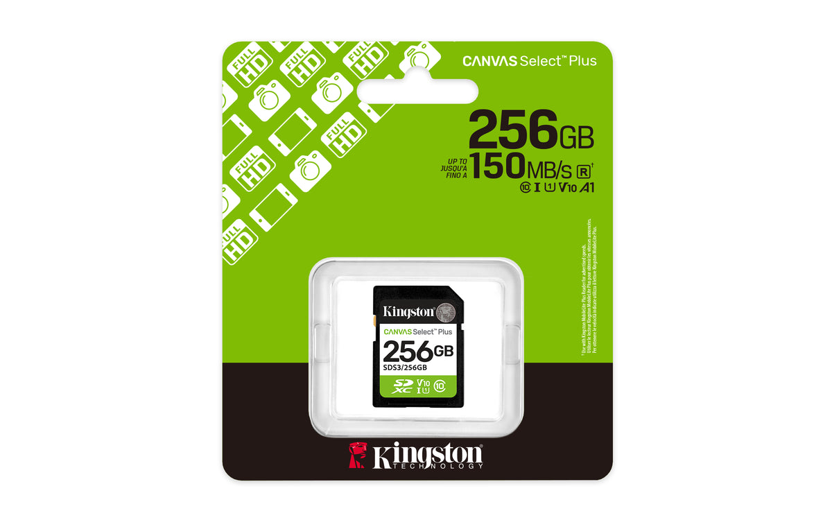 Kingston Technology 256GB SDXC Canvas Select Plus Gen3 150MB/s C10 UHS-I U1 V10