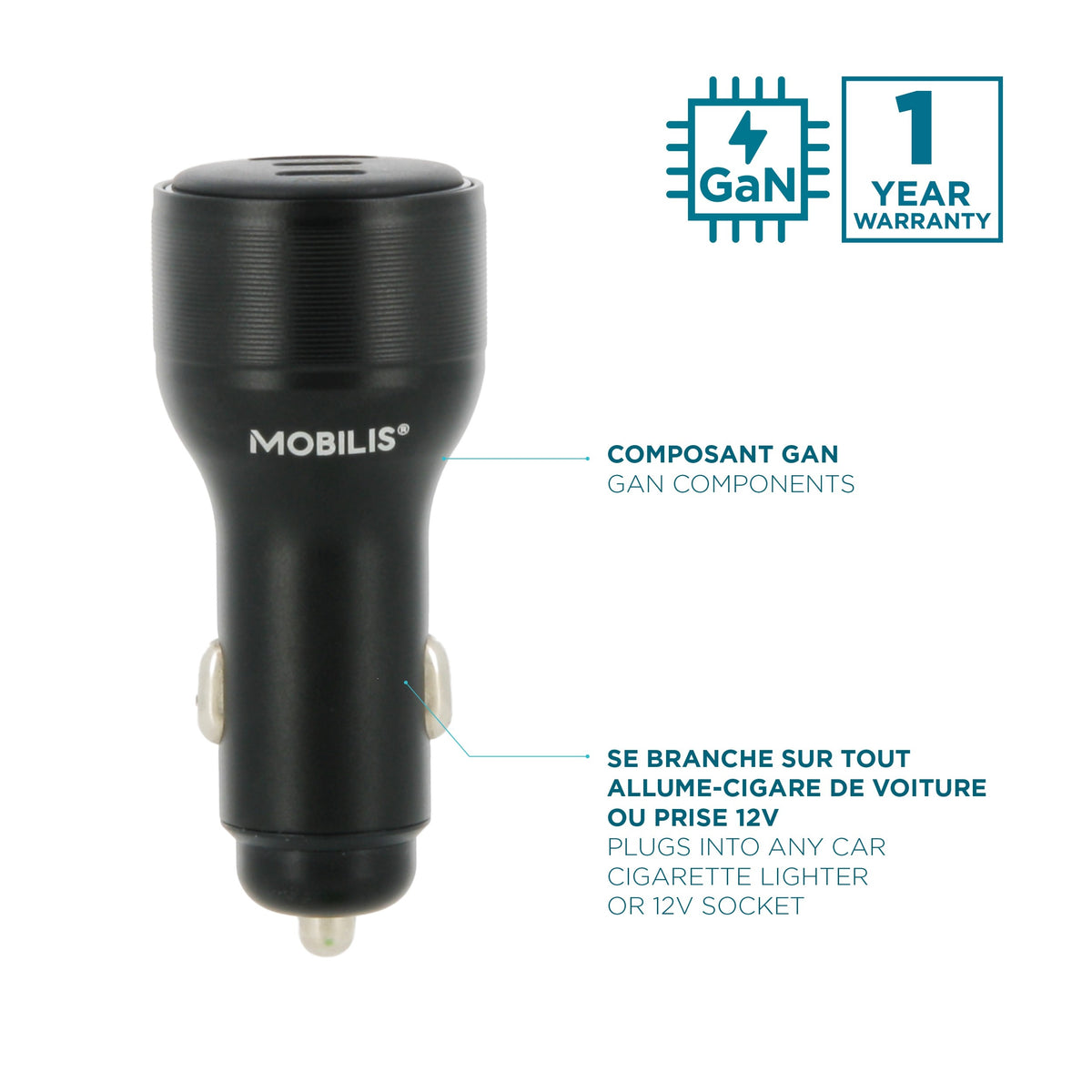 Mobilis Energia Charger 95W Car Charger 2 USB-C 1 USB-A SB