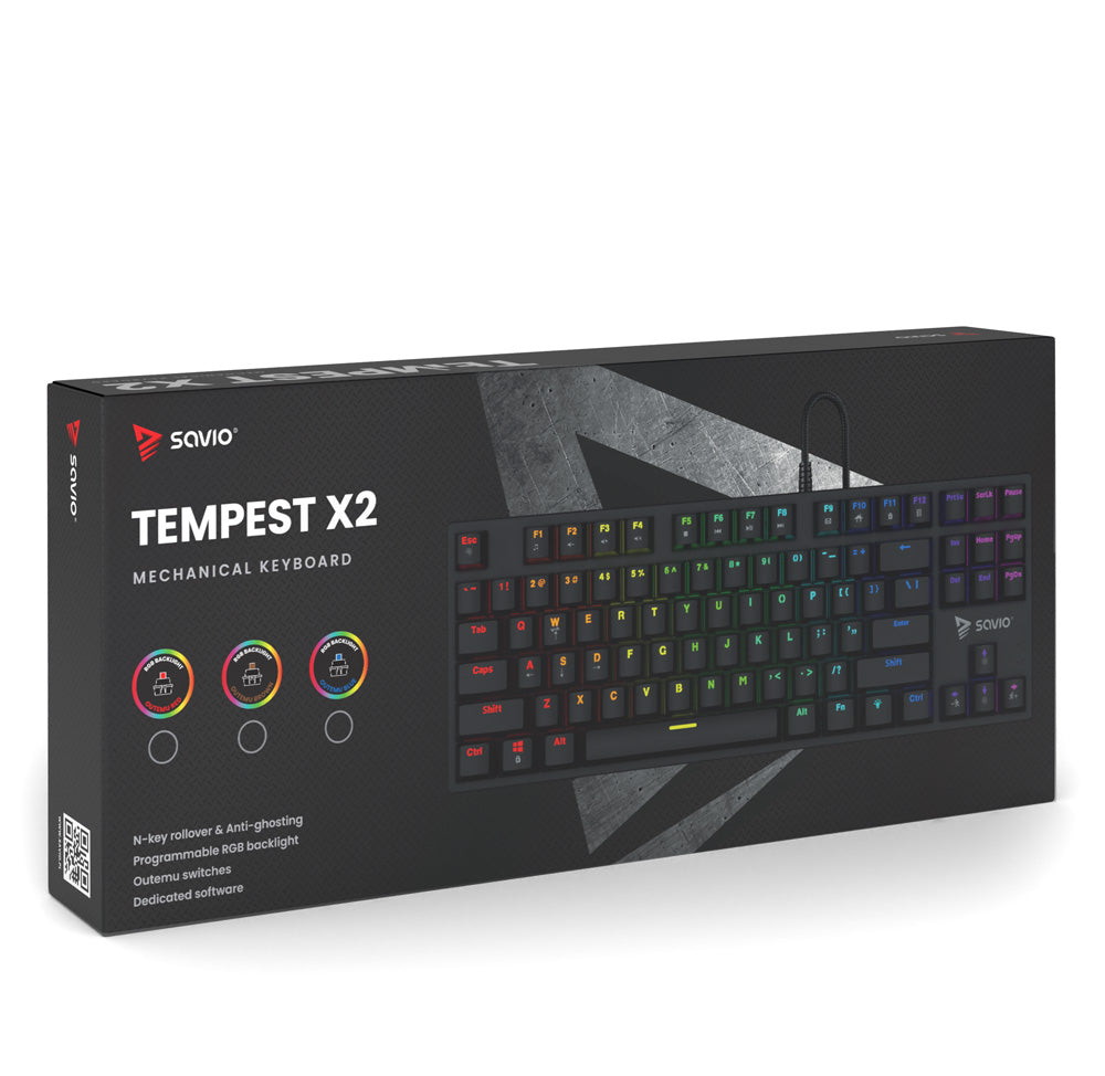 Μηχανικό πληκτρολόγιο Savio Tempest x2 RGB με διακόπτες Outemu RED