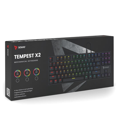 Μηχανικό πληκτρολόγιο Savio Tempest x2 RGB με διακόπτες Outemu RED