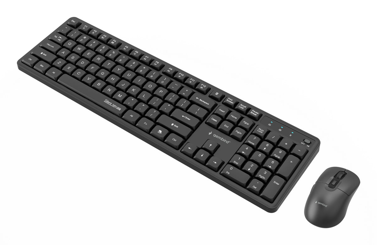 Gembird KBS-WMS-01 Silent key Pro Business wireless desktop set, black, US layout