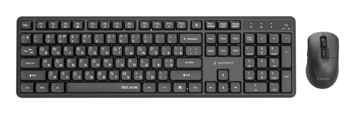Gembird KBS-WMS-01-CYRL Silent key Pro Business wireless desktop set, black, RU layout