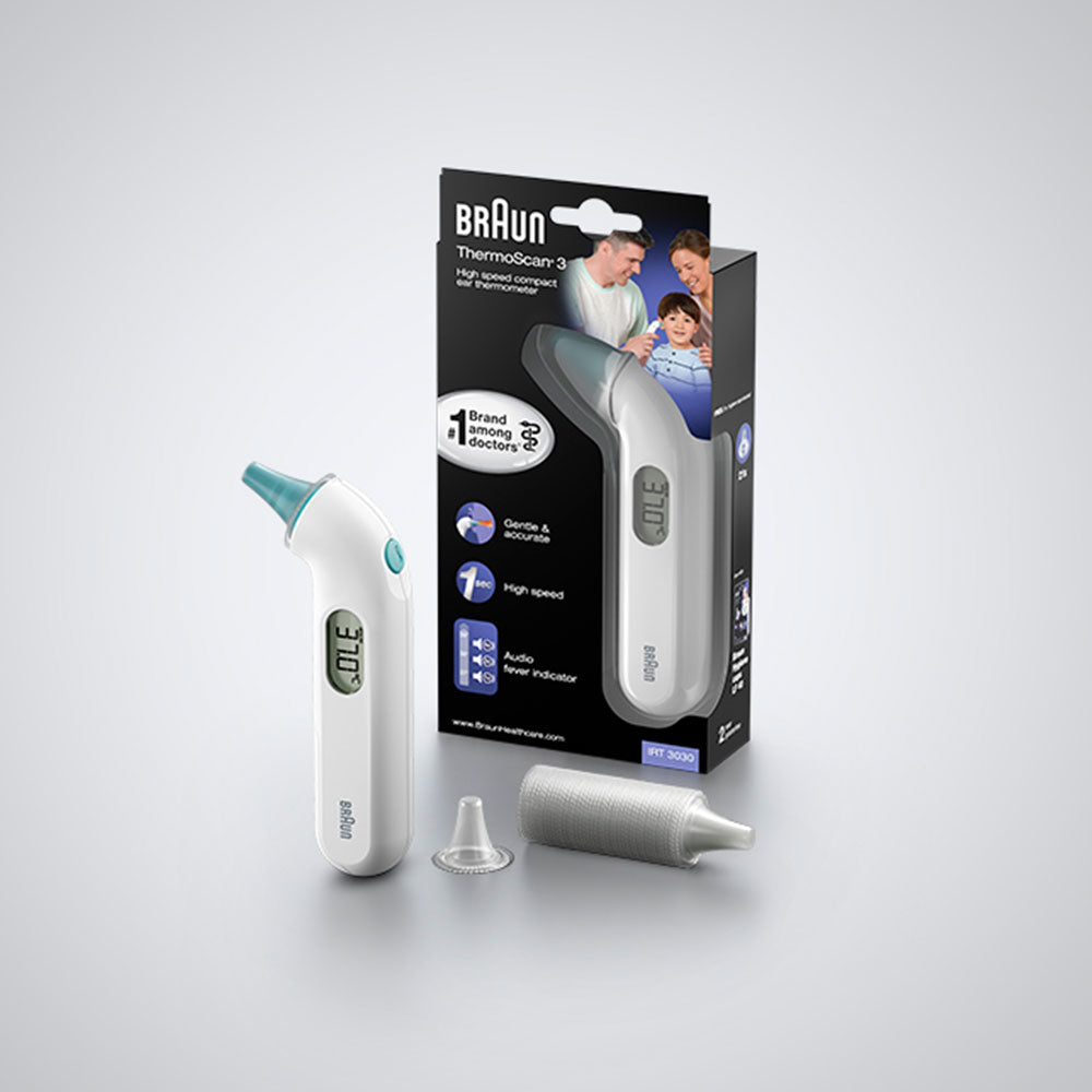 Braun Fieberthermometer ThermoScan 3 (weiß, Infrarot-Ohrthermometer)