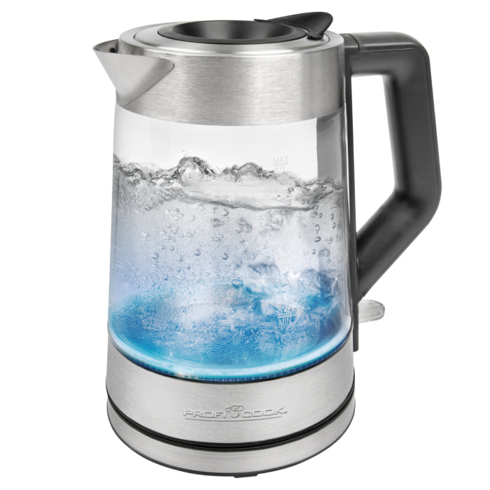 Proficook Glas-Wasserkocher PC-WKS 1190 G (inox/schwarz, 1,7 Liter)