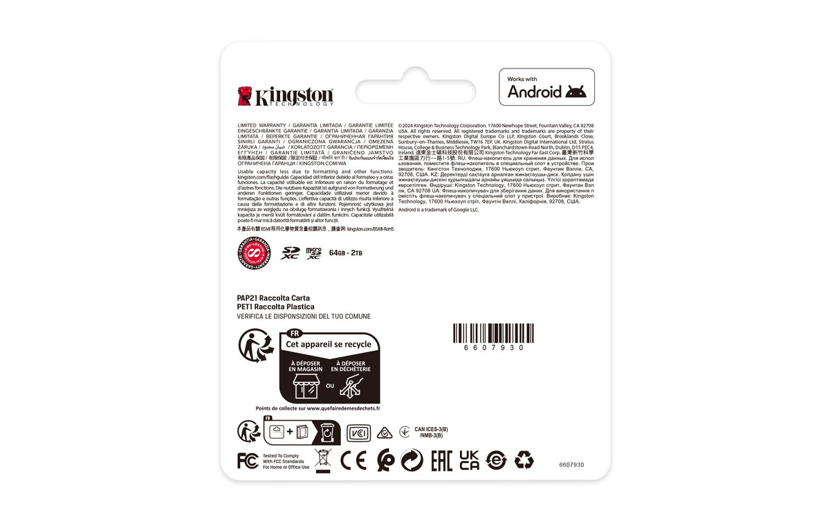 Kingston Technology 1TB microSDXC Canvas Select Plus Gen3 150MB/s A1 Card + Adapter