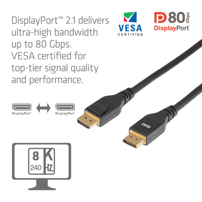 Club3D DP Cable 2.1 DP80 Certified 2m 10K/8K/4K St/St Retail