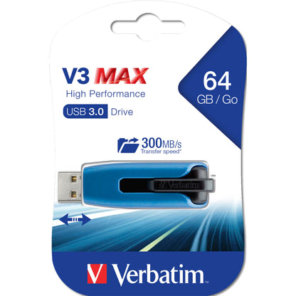 Verbatim Store n Go V3 MAX 64GB USB 3.0 Μεγαλύτερη Ταχύτητα Ανάγνωσης έως 300MB/s, Κωδικός 49807