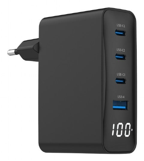 Gembird TA-UC-PDQC100LCD-01-BK Mobile Device Charger – Laptop & Smartphone, Black, AC Fast Charging, Indoor