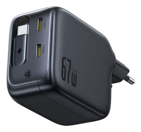Baseus EnerCore CJ11 Charger Retractable 3C 67W EU, Black