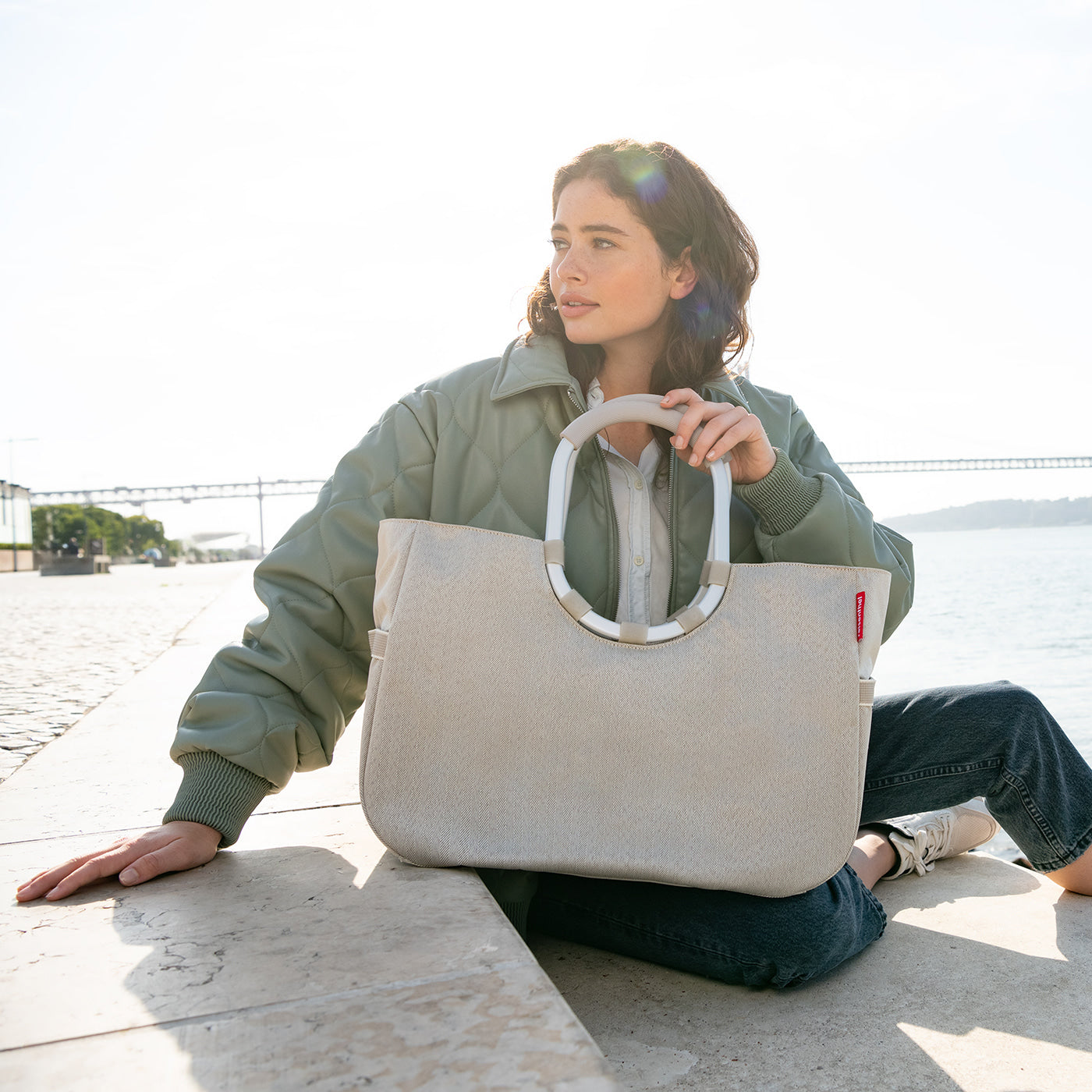 Reisenthel Loopshopper L herringbone sand