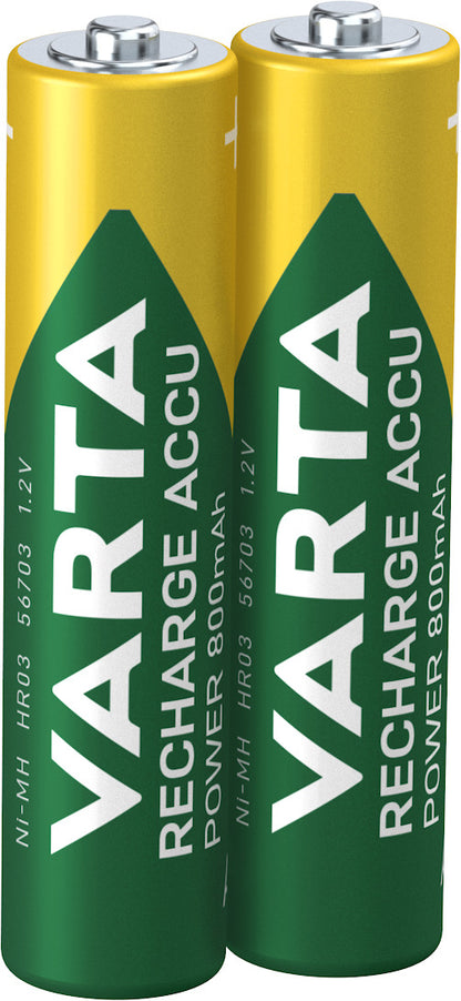 1x2 Varta Rechargeable Accu AAA Ready2Use NiMH 800 mAH Micro