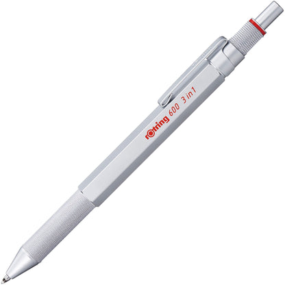 rotring 600 Multipen 3in1 Silver Fine-lead Pen, Blue/Red Ball Pen