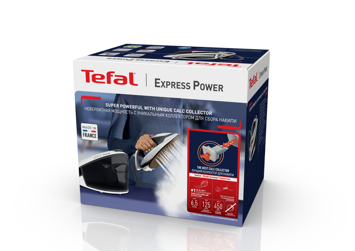 Tefal Express Power SV8130 2800 W 1.8 L Durilium AirGlide Autoclean Soleplate Iron in Black and White