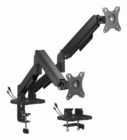 Gembird MA-DA2U-01 Adjustable desk 2-display mounting arm with USB ports, 17”-32”, black