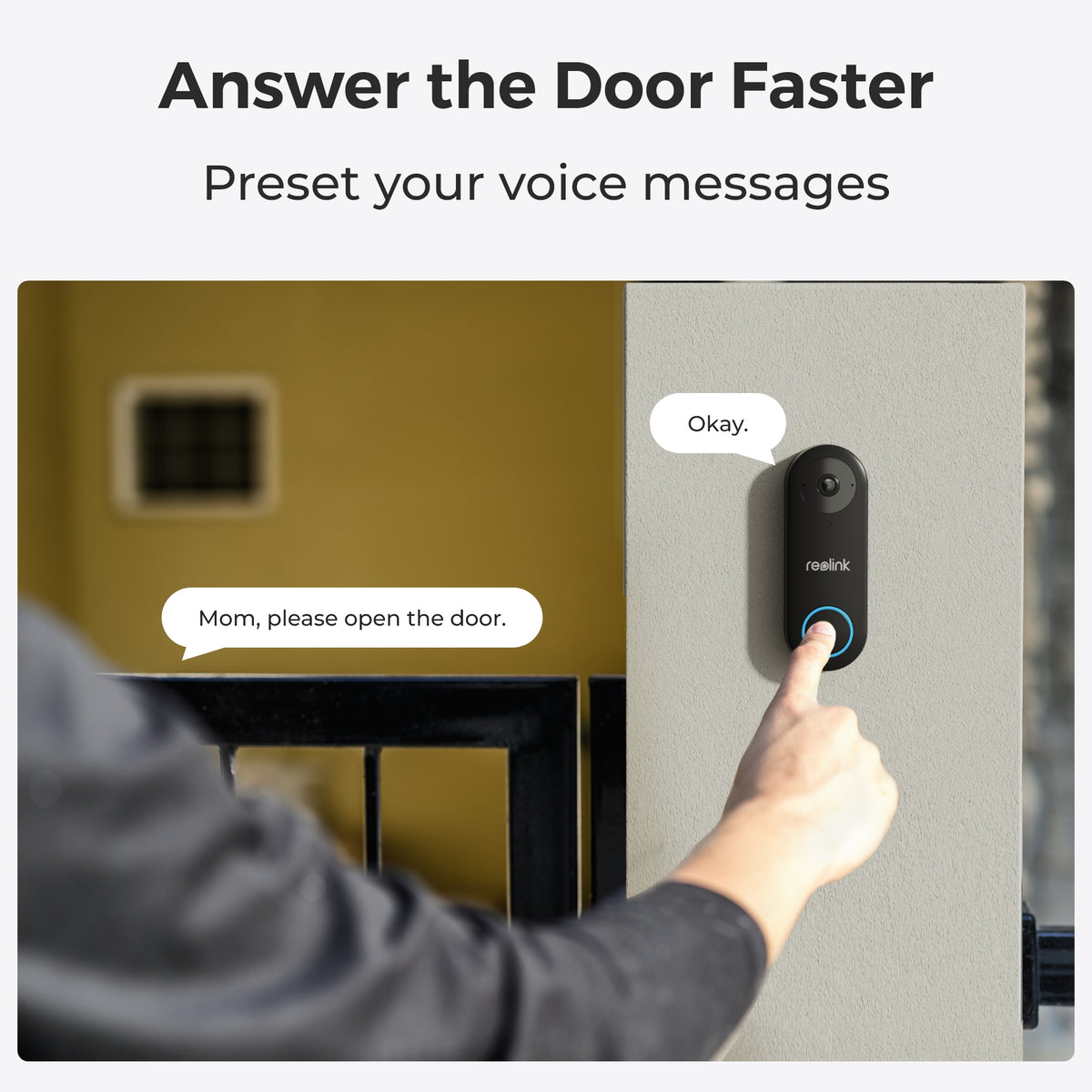 Reolink D340W - 5MP Video Doorbell with Chime, 2.4/5 GHz Wi‑Fi, Person Detection, Two‑Way Audio, Works with NVRs, White