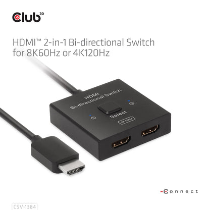 Club3D HDMI Switch 2-in-1 bidirektional   8K60Hz/4K120Hz UHD retail