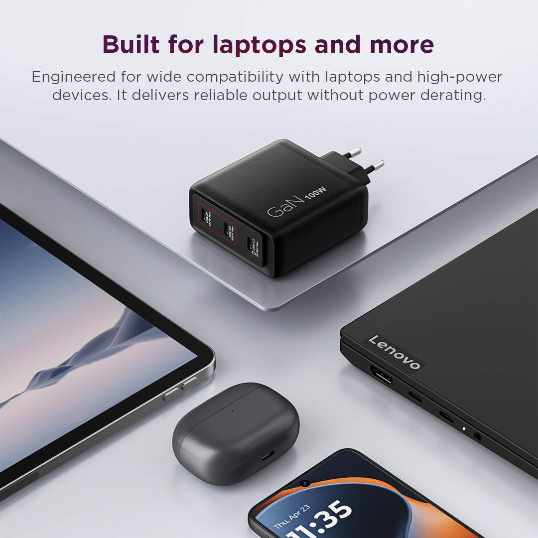 LENOVO 100W GaN 3 Ports USB-C Triple AC Adapter