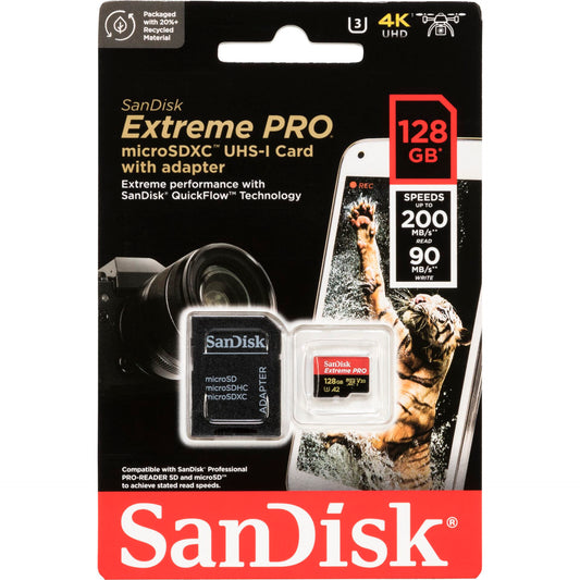 SanDisk microSDXC          128GB Extreme Pro A2 C10 V30 UHS-I U3