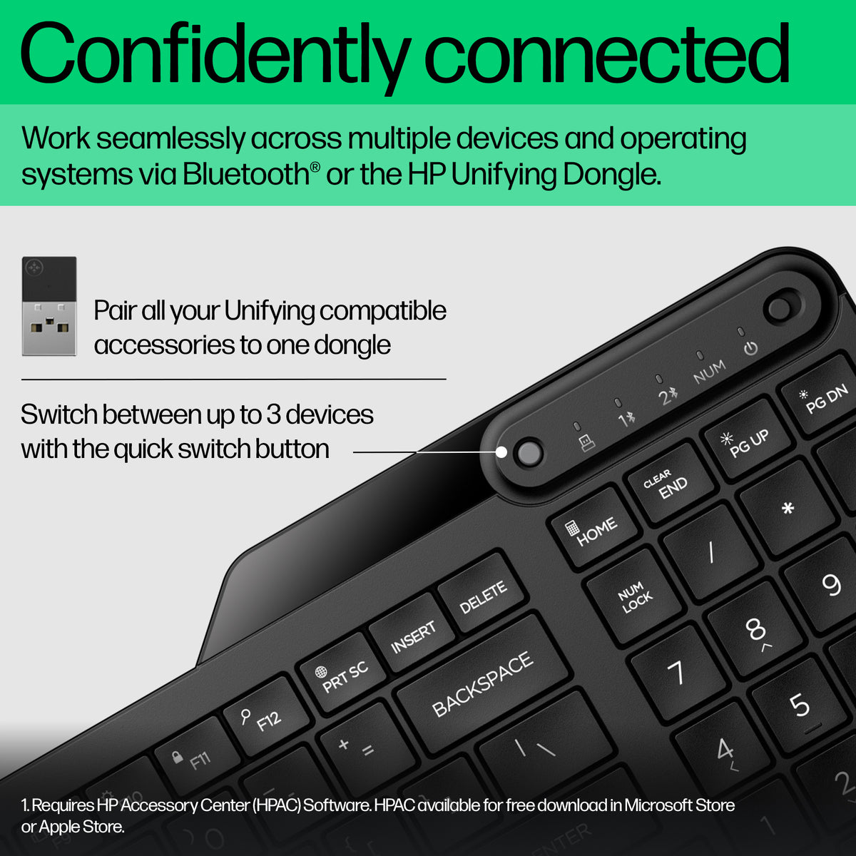 HP Keyboard 475 Dual-Mode Wireless Keyboard (DE)
