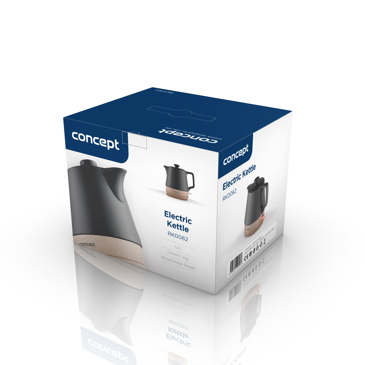 Concept RK0062 Electric Kettle 1 L 1200 W Anthracite, Wood